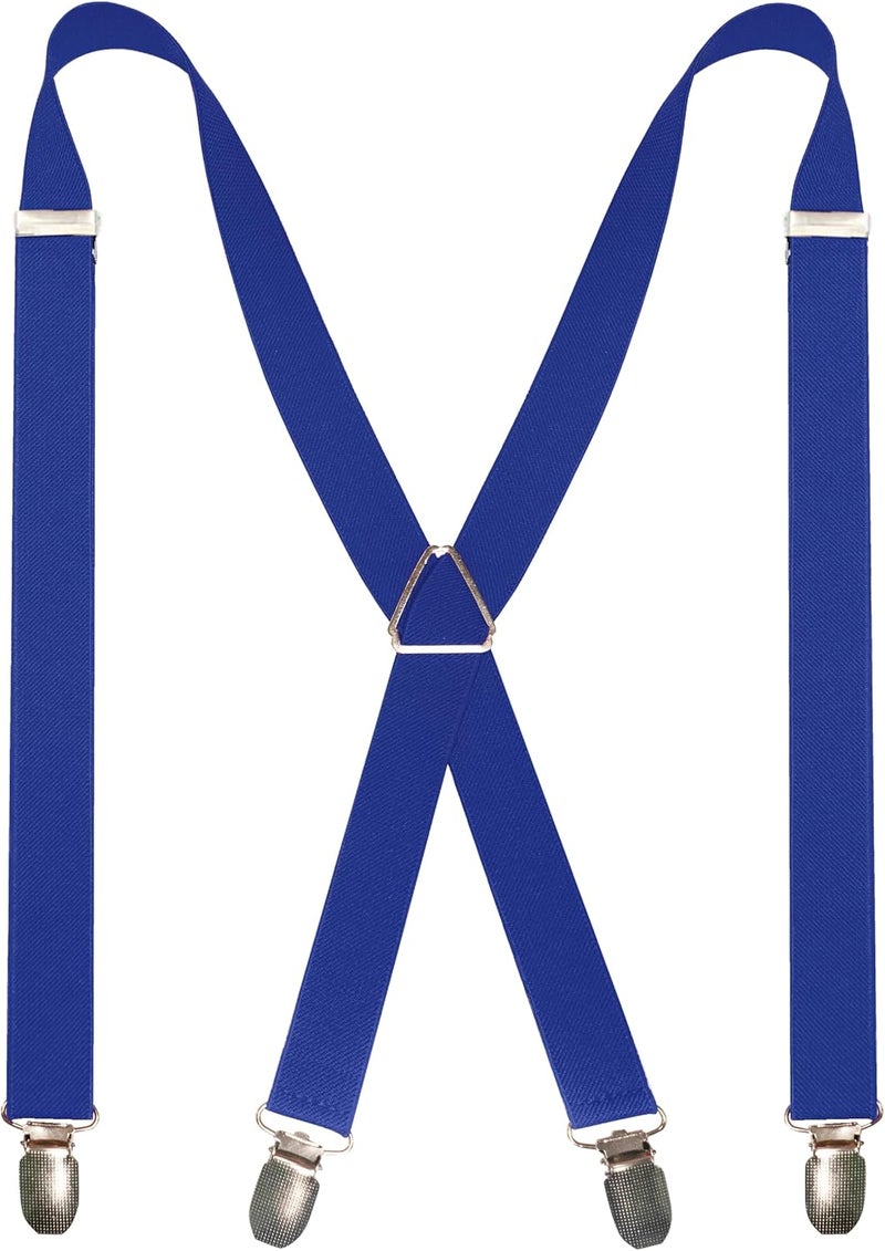 RBOCOTT Mens Solid Color Suspender with 4 Clips Adjustable Braces - Image 1